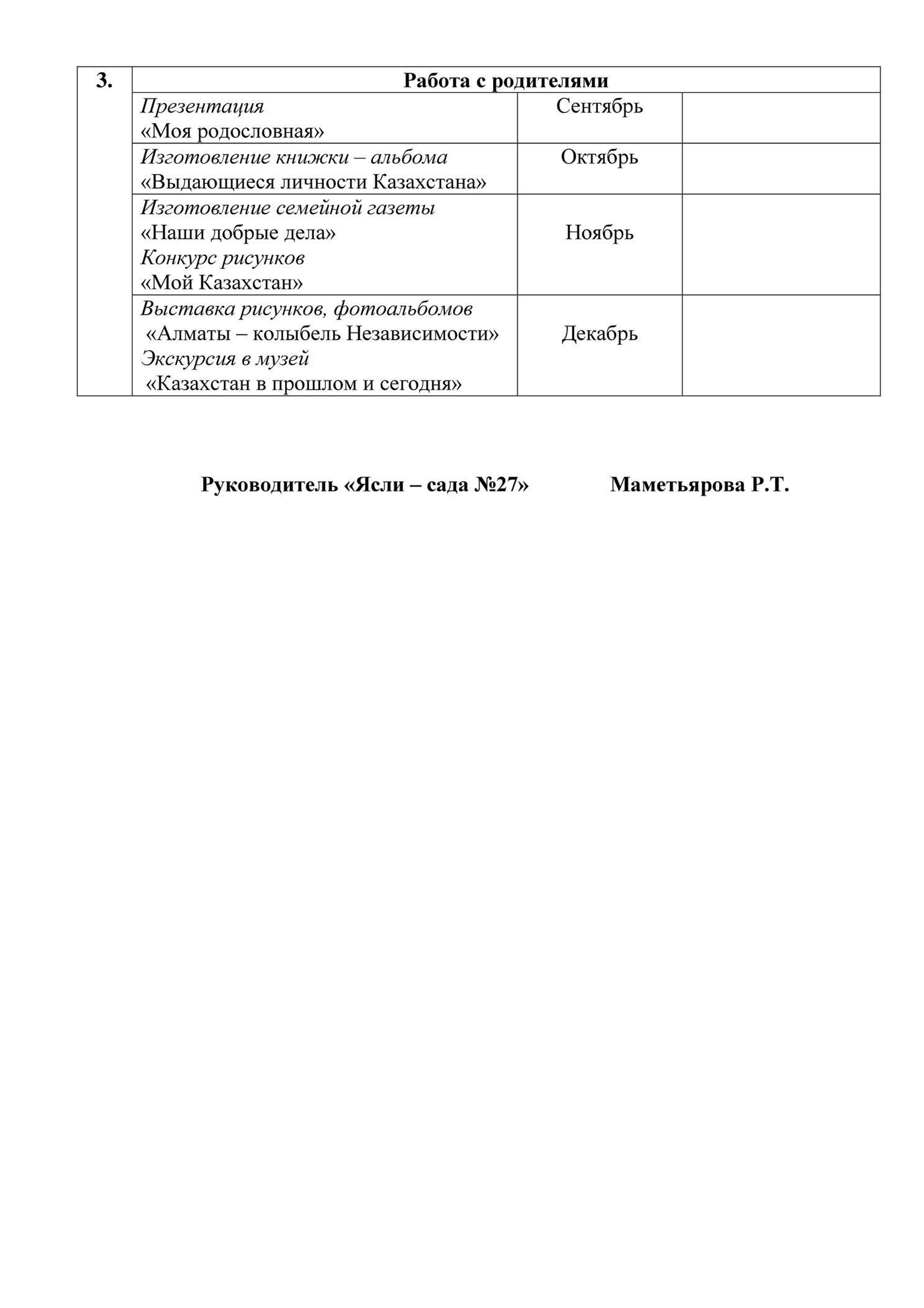 План мероприятий, посвященных 25-летию Независимости РК